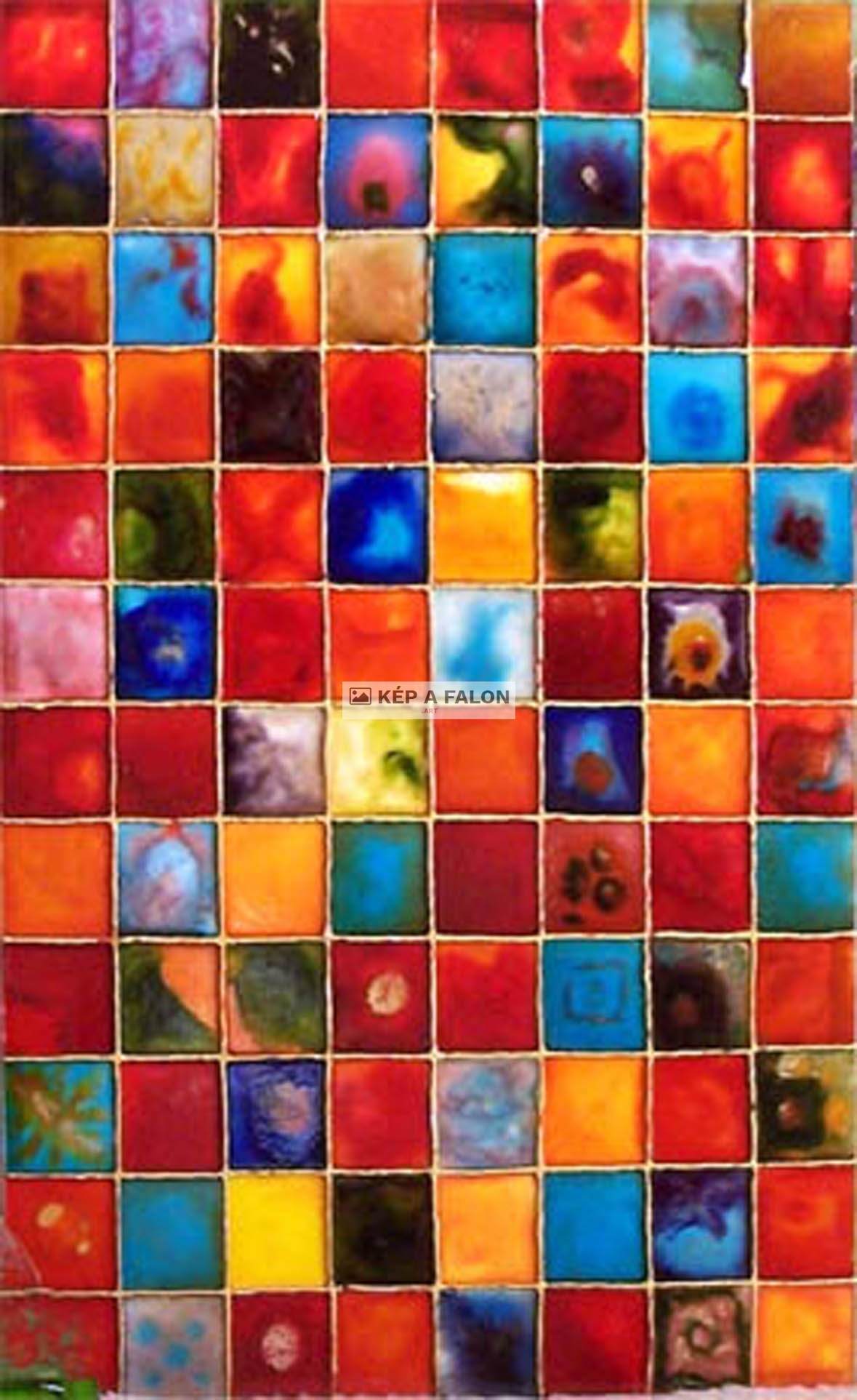 Játék II- sok színes négyzet by: Katalin Csorba - Bereczky Péter | 2018, egyéb festmény