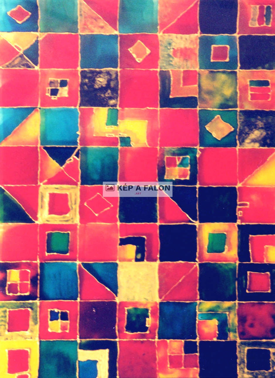 Játék I- sok színes négyzet by: Katalin Csorba - Bereczky Péter | 2002, egyéb festmény