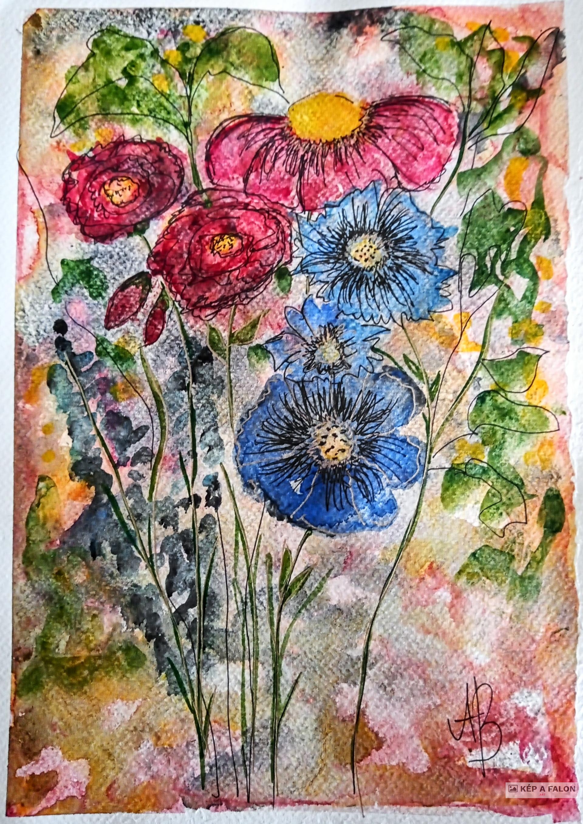 Virágok by: Bea Abonyi | 2023.07.07., akvarell festmény