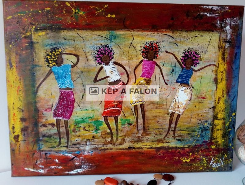 Afrikai táncosok by: Katona Anikó | 2017, akril festmény