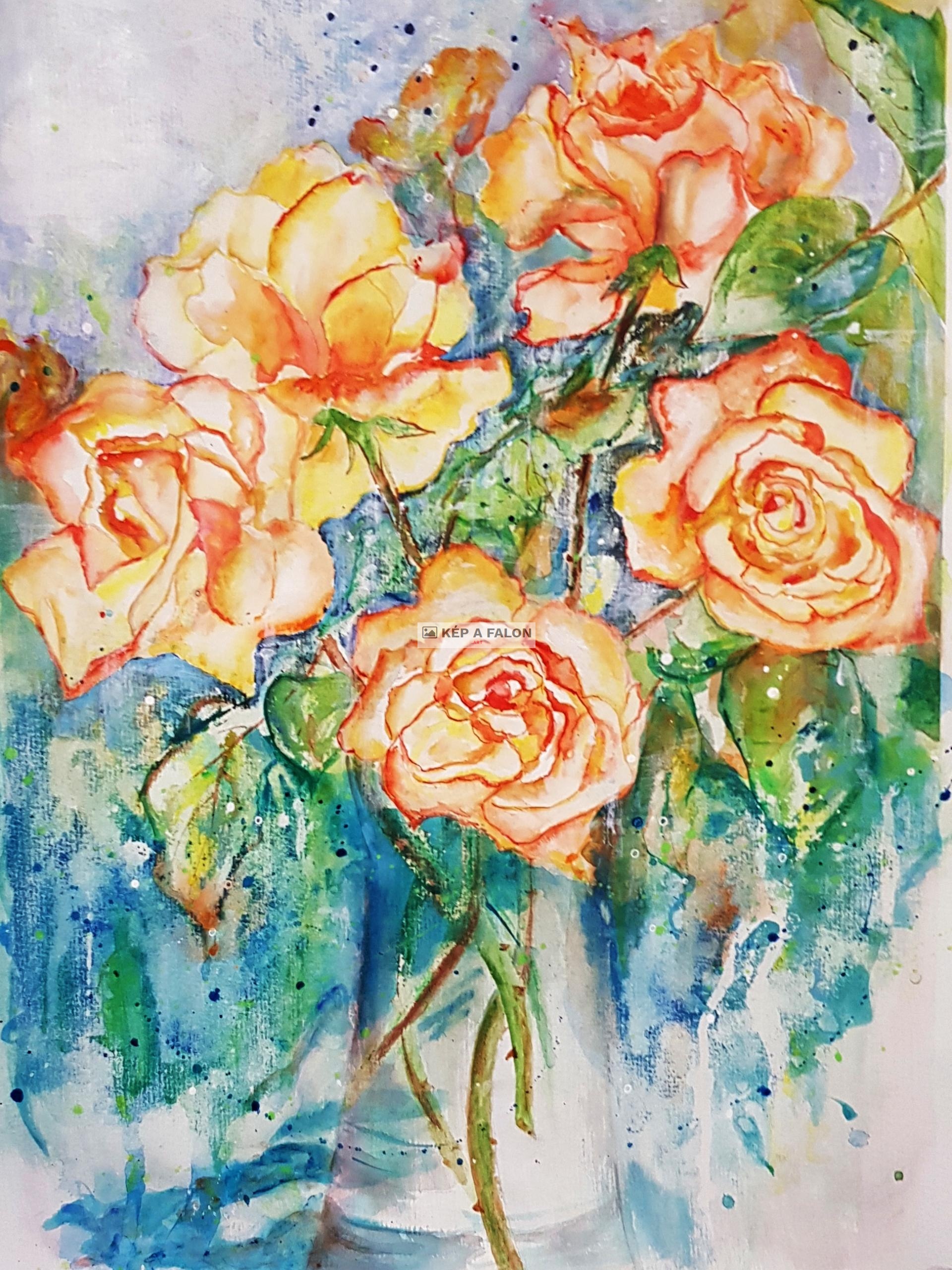 Sárga rózsák by: Katona Anikó | 2021, akvarell festmény