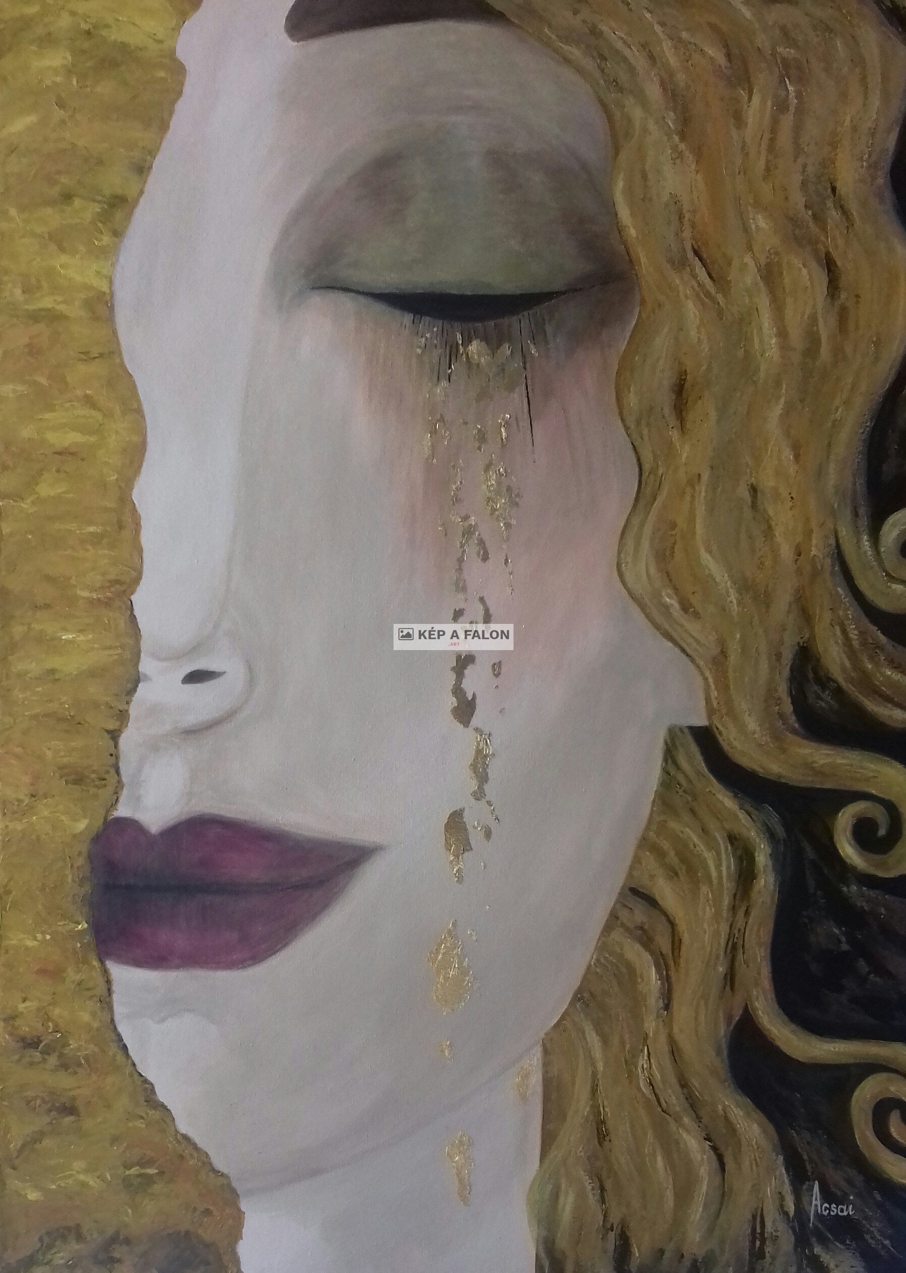 Arany könnyek (Anne-Marie Zilberman nyomán) by: Acsai Anna | 2020.év, akril festmény