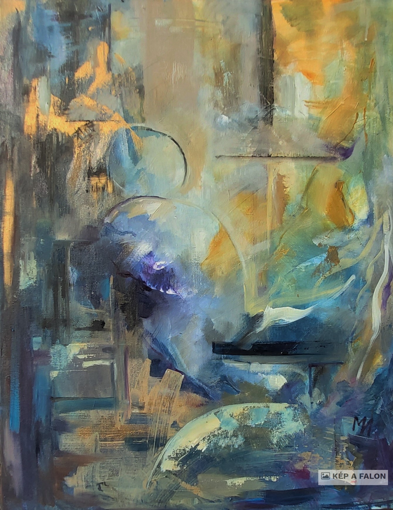 kék és arany by: Magony Henriett | 2022, olaj festmény
