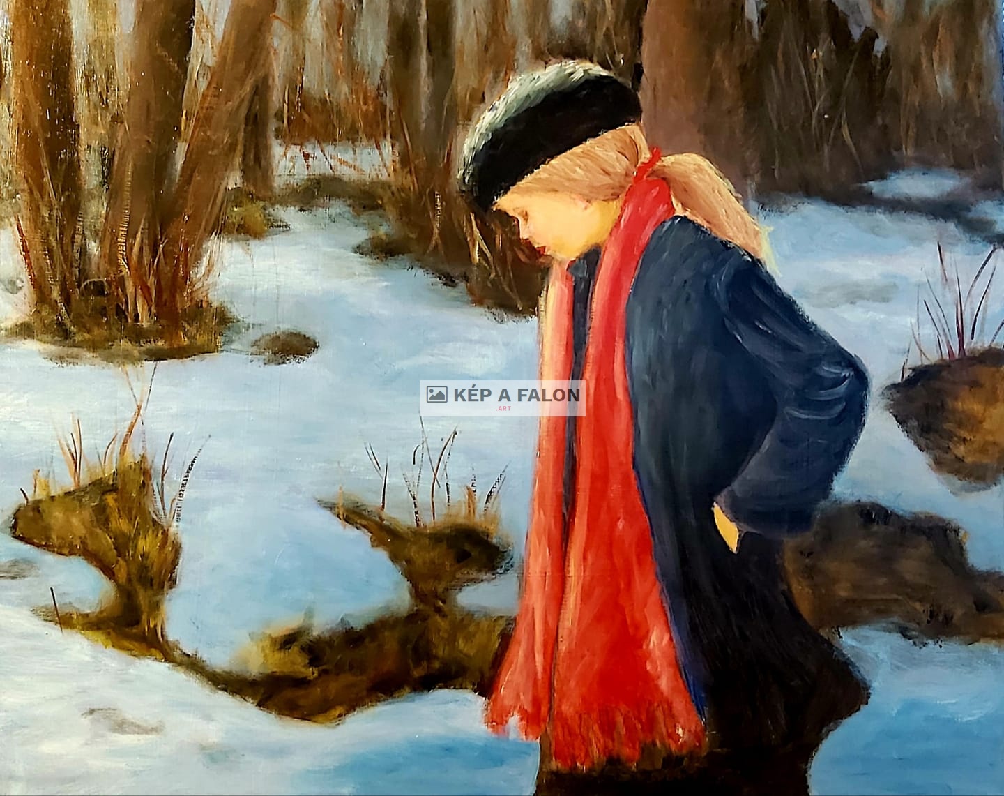 Bryce Liston: Kislány a hóban by: Horgász  Csaba  | 2020, olaj festmény