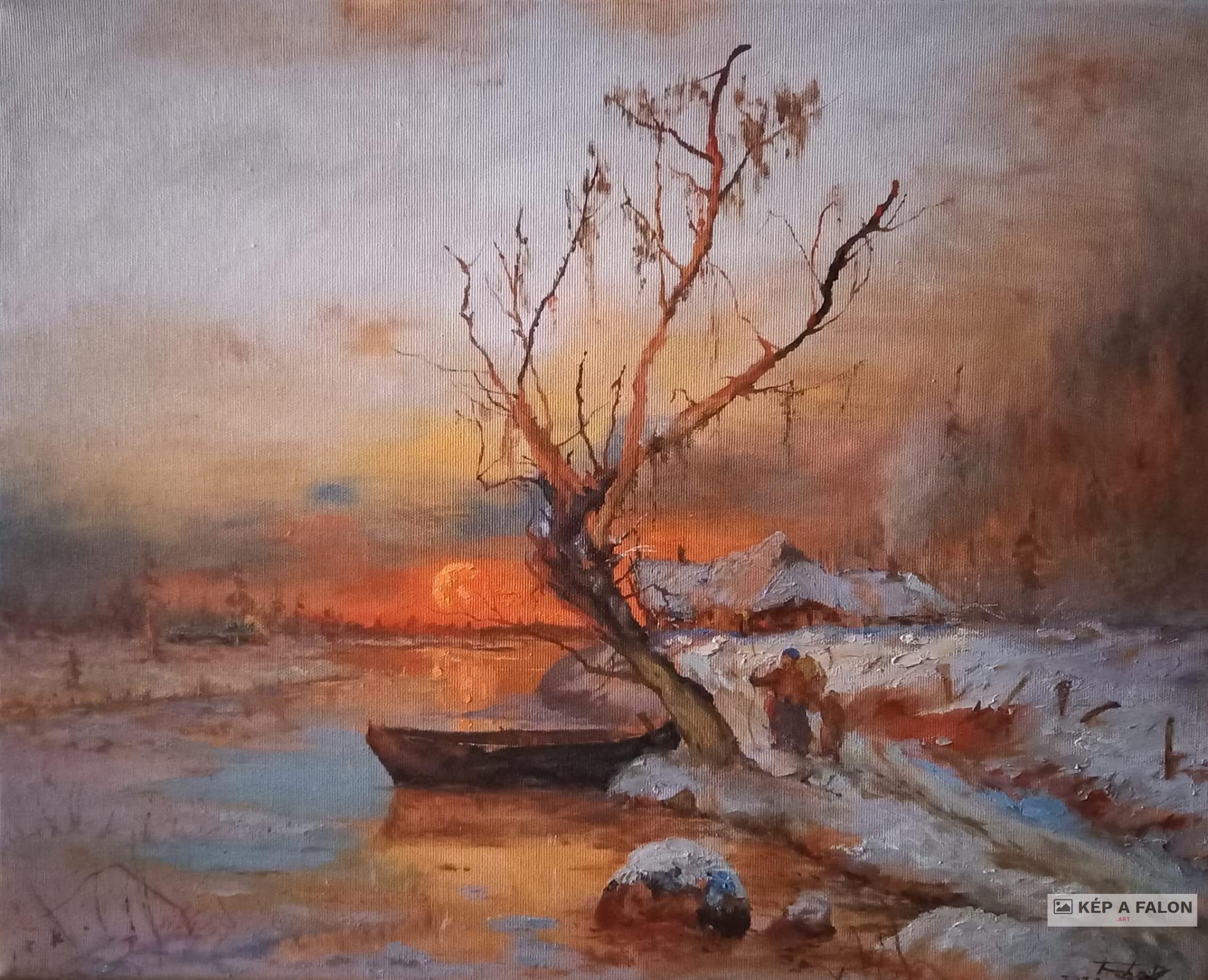Esti téli kilátás by: Prokaj Dávid | 2023, olaj festmény