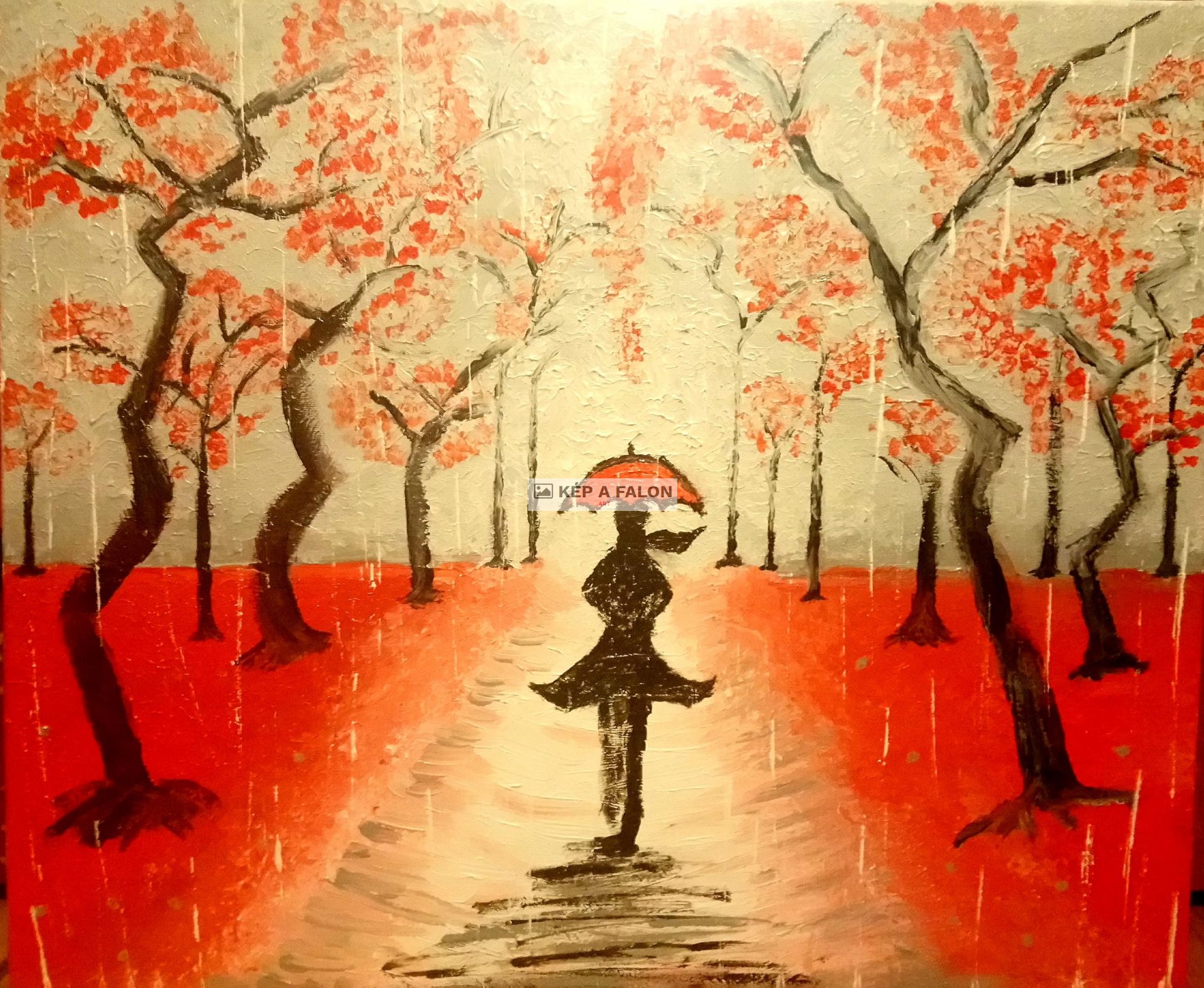 Hazafelé esőben by: Martis Freyja  | 2022, akril festmény