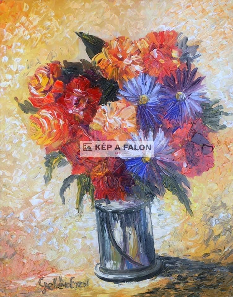 Virágok vázában by: Gellér Erzsébet | 2020, olaj festmény