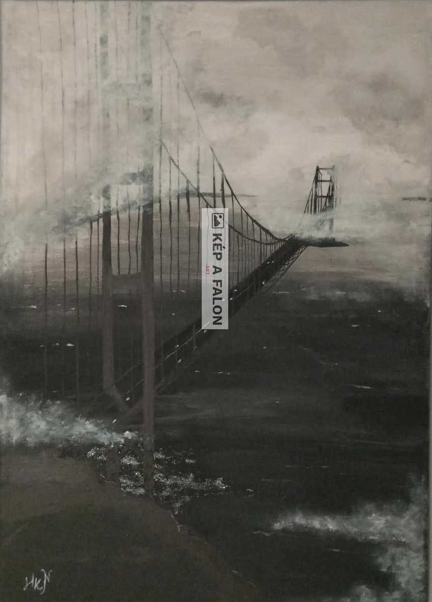 Híd a ködben by: Harsányiné Kiss Nikoletta | 2022, akril festmény