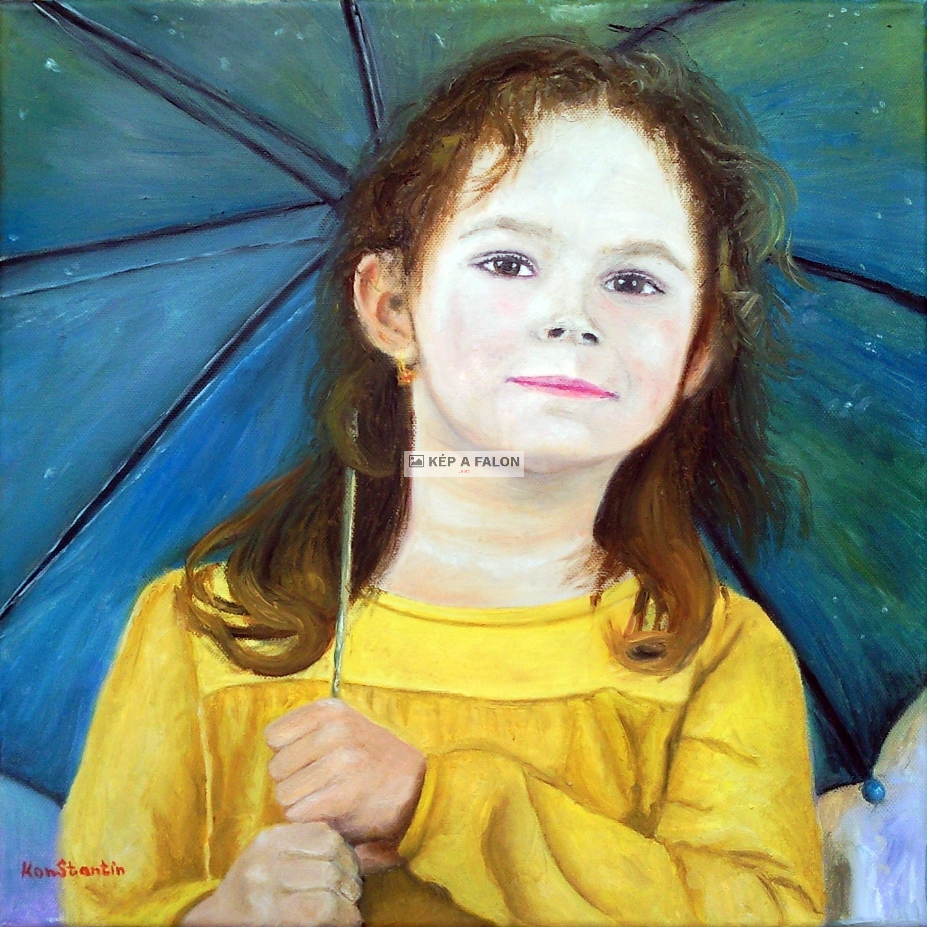 Kislány esernyővel by: Konstantin Pal | 2018, olaj festmény