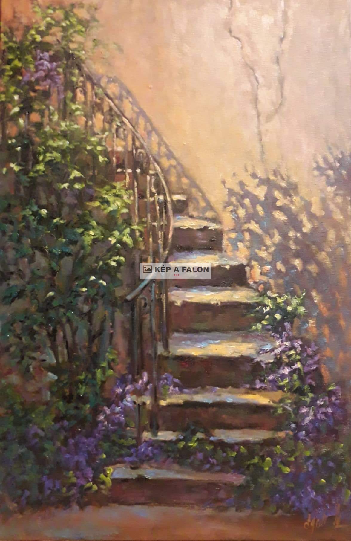 Lépcsőfeljáró by: Békési-Egedi Mária | 2022, olaj festmény