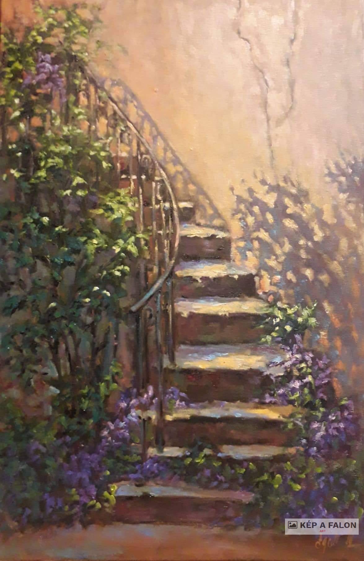 Lépcsőfeljáró by: Békési-Egedi Mária | 2022, olaj festmény
