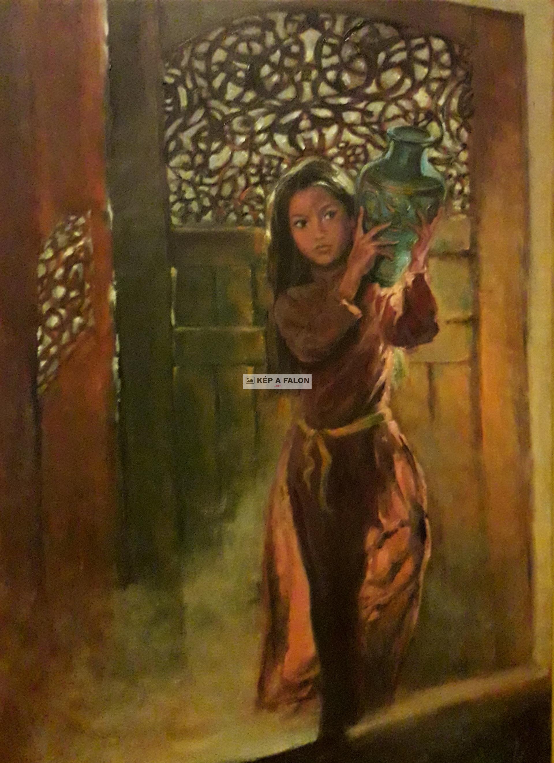 Lány korsóval by: Békési-Egedi Mária | 2021, olaj festmény