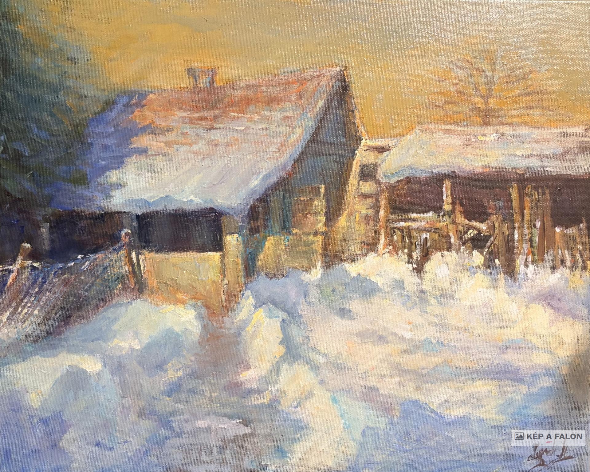 Téli csend Bögi mamánál by: Békési-Egedi Mária | 2026, olaj festmény