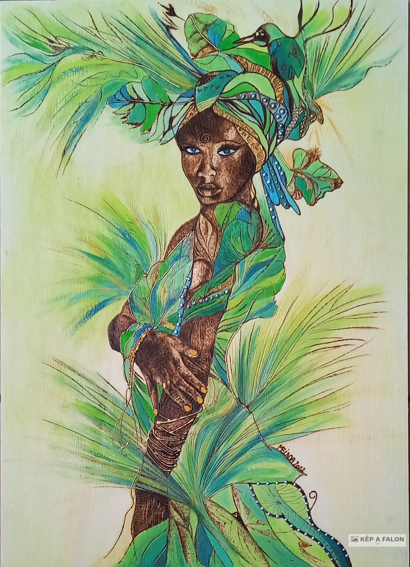 Afro szépség IV. zöldben by: Horváth Melinda | 2022, fotó