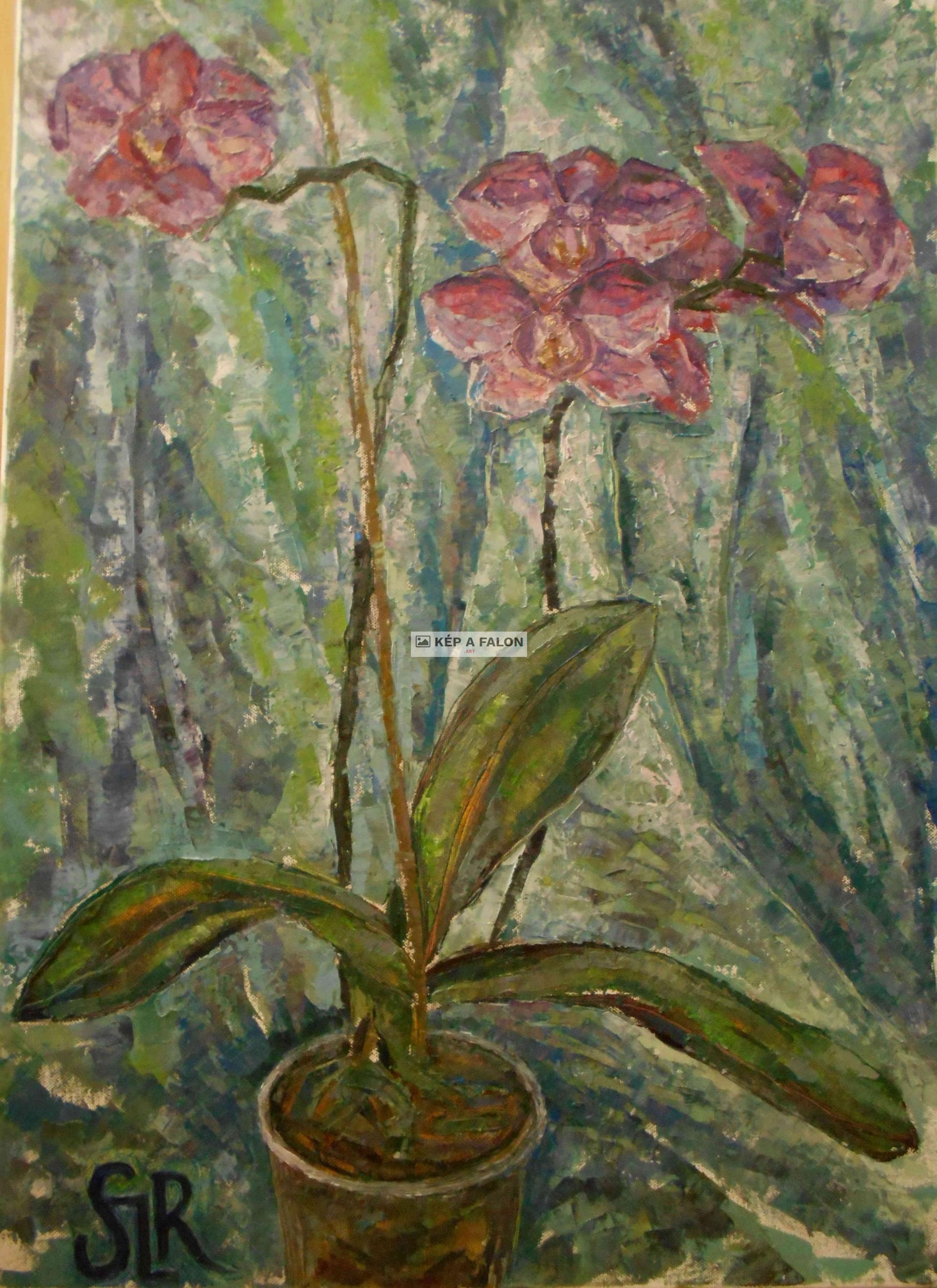 Orchidea csendélet 2 by: Szamosvári Roberta | 2020, olaj festmény