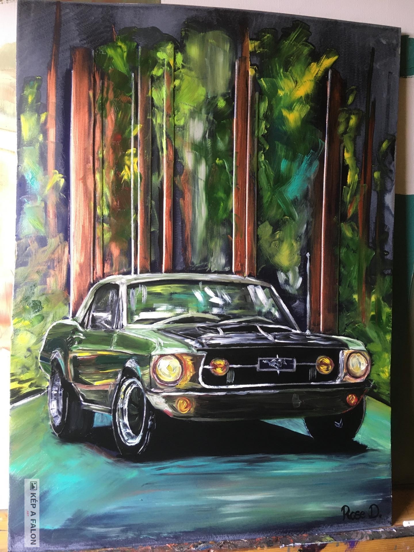Ford Mustang by: Rózsa Dorina | 2022.október.5., olaj festmény