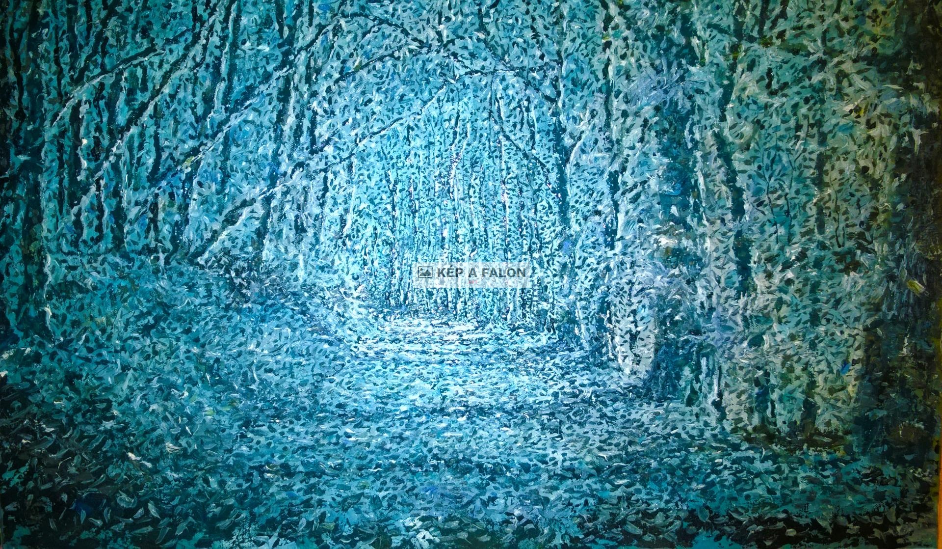 éjjeli út az erdőben by: Sirkó Attila | 2020, olaj festmény