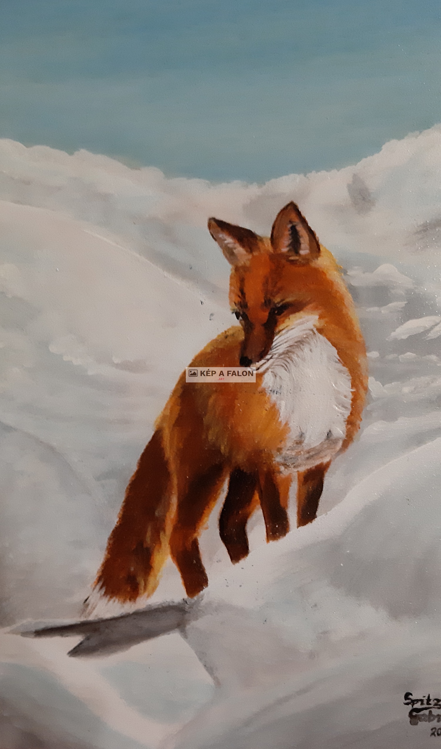 Róka havas tájon by: Spitz Gabriella | 2019, akril festmény