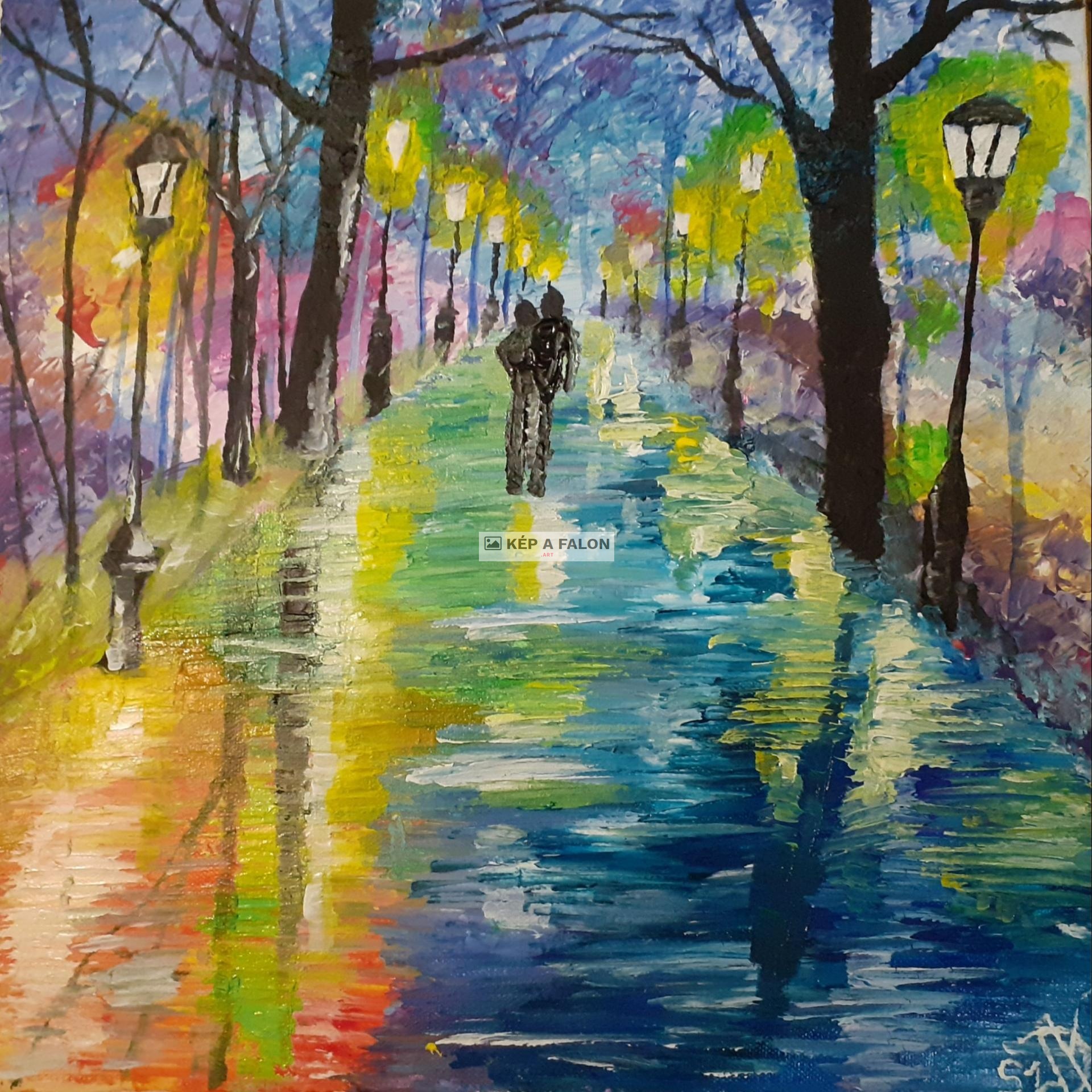Esti séta (Leonid Afremov festménye után) by: Szalai Dora Kinga | 2019. december 27., olaj festmény